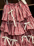 GETADME Korean Sweet Fit Chic Plaid Patchwork Skirt Women New Fashion Vintage Bow Print Fluffy Skirts Harajuku Y2k Lovely Clothes Spring
