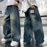 GETADME Teenage Baby Boys Clothes Jeans Spring Autumn Kids Casual Jeans for Big Boy Child Fashion Vintage Trousers Cotton Sweatpants  ﻿