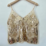 GETADME Women's Hot Sweet Sequin Bead Crop Tops Sexy Sling Slim Fit Short V-neck Straight Tank Top Korean Fashion Y2k Clothing
