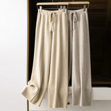 GETADME 2025 New Autumn and Winter  Women Cashmere Fashion Pants Knitted Loose Cashmere Women Pants Women
