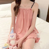GETADME 여성용 잠옷 세트 섹시한 홈 의류 잠옷 탱크탑 정장 반바지 귀여운 속옷 부드러운 나이트웨어 민소매 레이스 라운지웨어
