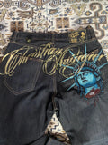 GETADME Vintage Statue of liberty Diamonds Jeans Casual Denim Pants High Waist Straight Wide Leg Jeans Harajuku Y2k 2000s Women Clothing