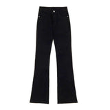 Jean noir évasé coréen GETADME pour femme, style vintage Y2K, taille haute, coupe slim, stretch, pour femmes grandes et minces, pantalon décontracté uni.