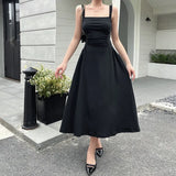 Getadme-Summer Elegant Casual A-Line Satin Midi Dress Women Sleeveless Vintage Party Birthday Vestidos Female Chic Solid Robe JY23115GN