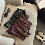 GETADME 2026 New Retro Design Spice Girl Style Sexy A Word Super Shorts Pu Leather Shorts Skirts Women