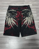 GETADME Y2K New American Fashion Pattern Letter Embroidery Baggy Denim Shorts Women Street Vintage Hip Hop Casual Shorts Women Clothing