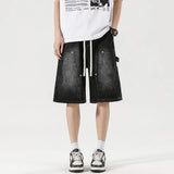 GETADME Summer Men's Shorts American Retro Street Hip-hop Y2K Loose Denim Shorts Fashion Casual Splicing Overalls Five-quarter Pants