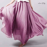 Robe longue en coton et lin Mori Girl, 28 couleurs, taille élastique, coupe trapèze, style ethnique, couleur unie, pour femme.