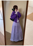 GETADME Elegant Pleated Skirt for Women with Elastic Waist Slim Fit A-Line Long Design Spring 2026 Fashion Trend