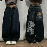 GETADME American Y2K 2025 New Baggy Wide Leg Black Jeans Overszied Women Street Casual Joker Denim Pants Couple Jeans Vintage Streetwear