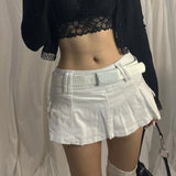Summer new style pure color street spice girl style cross-border European and n women's denim pleated skirt short skirt