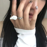 GETADME Subculture Cute Angel Wing Ring INS Star Opening Adjustable Rings Unisex Punk Gothic Jewelry Accessories Gift