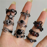 Getadme  Vintage Goth Thorny Rose Couple Rings For Men Women Charm Irregularity Opening Stainless Steel Punk Finger Ring Jewelry Y2k Gift