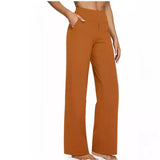 GETADME Casual Loose Straight Leg Pants Women's Summer New Arrival 2025 Pocket Detail Comfortable Fit Long Trousers Fashionable