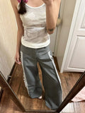 Getadme -Y2k Vintage Lace Suit Pants Patchwork Woman Baggy Slacks Oversized Korean Style Elegant Office Trousers Old Money Spring