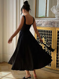 GETADME Women Elegant White Slim Pleated Long Dresses 2025 Spring New Square Neck Sleeveless High Waist Dress Fashion Female Party Robes