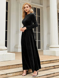 GETADME Spring 2025 Elegant Red Long Dress Velvet Solid Color Premium  Formal Evening Vestidos Festa Luxo Rojo Maxi Dresses For Women