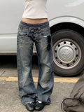GETADME 2025 Autumn Women's Blue Y2k Baggy Jeans Harajuku Japanese 2000s Style Denim Trousers American Vintage Jean Pants Trashy Clothes