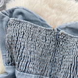 GETADME Chic Denim Asymmetrical Tube Top Korean Fashion Tank Top Slim Sexy Strapless Casual Hotsweet Crop Tops Summer Women Clothing