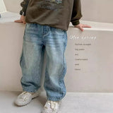 GETADME RAISE Spring Kids Boy Jeans Retro Children Boys Straight Denim Pants 2-10Yrs Boys Casual Versatile Trousers Infant Baby Boy Pant