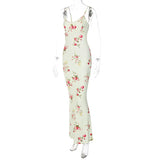 GETADME Sexy Y2K Clothes Floral Print Sleeveless Backless Bodycon Maxi Dresses for Women 2025 Club Birthday Party Elegant Outfit