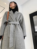 New High-end Women Wool Herringbone Loose Double-sided Wool Coat Temperament Handmade Natural Wool Fashion Jacket Autumn Winter