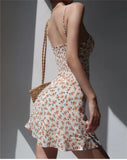 Getadme Vintage Flower Suspenders Women Summer Dress Clothes Sleeveless Fashion Beach Mini Short Dresses for Women Vacation Outfits