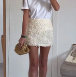 GETADME 신상품 여성 유럽 및 미국 스타일 패션 심플한 꽃 모양 질감 미니 스커트 스트리트 스타일 다재다능한 스커트