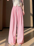 GETADME Spring Summer Women Loose Wide Leg Pants Casual Elastic Waist Stright Long Wide leg Pants Female Casual Female Pants Trousers