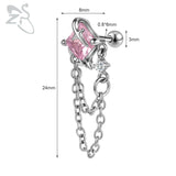 GETADME ZS 1 Piece 20G Cute Heart Stud Earring For Children Women Pink CZ Crystal Earrings Ear Cartilage Helix Conch Piercing Jewelry
