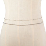 GETADME 세련되고 섹시한 라운드 비즈 체인 더블 허리 체인 심플한 금속 두꺼운 체인 바디 체인 여성용 배꼽 허리 장식