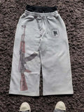 GETADME European and American Embroidered Street Couple Double Head Double Waist Pants Personalized Printed Pattern Pants