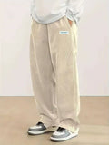 GETADME Men's corduroy loose European size hanging multi-functional casual straight leg pants, suitable for daily travel