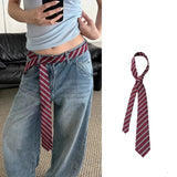 GETADME Long Skinny Plaid Waist Belt With Jeans Necktie Scarf Decorative Accessory Personality Trendy Hairband Fashionable Accessory
