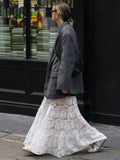 Getadme Trendix See Through Lace Skirts Women High Waist Street Fashion Loose Hollow Out Long Skirt Party Sexy Patchwork Clubwear 2025