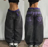 GETADME American New Fashion Blue Washed Loose Tooling Jeans Women Y2K Gothic Hip Hop Popular Casual Joker Wide Leg Straight Pants