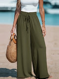 GETADME 2025 Cross border Women's Four Seasons Wide Leg Loose Drawstring Casual Fashion Pants