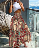 GETADME Fashion Cotton Women Floral Print Skirt Side Tie Beach Skirts Summer High Waist Wrap Flower Long Skirt