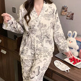 GETADME Sleeping Wear for Woman Pajamas Set Ensemble Pyjama Femme Ladies Pyjamas Femmes Sexy’ Homewear Home Set Female Pajama Women Suit
