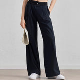 GETADME New Sports Yoga Wide Leg Pants Women Summer Elastic Waist Quick Drying Straight Pants Fitness Casual Solid Black Trousers Female