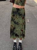 GETADME Women's Floral Print A-Line Long Skirts, Cute Y2K Clothes, Aesthetic Grunge, Low Waist, Vintage Preppy Skirt, Fashion, 2026