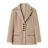 GETADME 2025 Women Winter Blazer Coat Turn Down Collar Warm Coat Turn Down Collar Fashion Design Blazer Feminino Tops Clothes