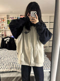 Getadme Harajuku Zip Up Hoodies Women Korean Fashion Streetwear Hooded Sweatshirts Female Kpop Vintage Tops Spring and Autumn
