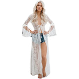 GETADME 플러스 사이즈 여성 비치 드레스 솔리드 블랙 화이트 레이스 비치웨어 자외선 차단 의류 니트 수영복 여성 비치 커버업