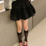 GETADME Sweet Bowknot A Line Skirts for Women 2025 Korean Style Pleated Cake Short Skirts Woman Summer Solid Color High Waist Mini Skirt