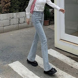 GETADME 2025 Woman High Waist Vintage Flare Jeans Female Elastic Bell Bottom Pants Girls Black Brown Deep Blue Light Blue Denim Trousers
