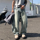 GETADME Men's Baggy Lantern Wide Leg Jeans Vintage Washed Denim Pants Loose Streetwear Casual Trousers for Spring Autumn Daily Outdoor