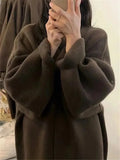 Thick Loose Mid-length Knitted Cardigan Oversized 80kg Vintage Coats Winter Chic Knitwears Tops Designer Korean Sweater Mujer