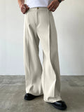 GETADME Men's High Waist Wide Leg Suit Pants Casual Loose Straight Leg Dress Pants Formal Business Streetwear Black Trousers S-2XL 1 Pie
