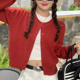 GETADME Women's Long Sleeve 2025 Cardigan O Neck Button Down Knit Lady Autumn Spring Knitted Single-breasted Cardigan Sweaters